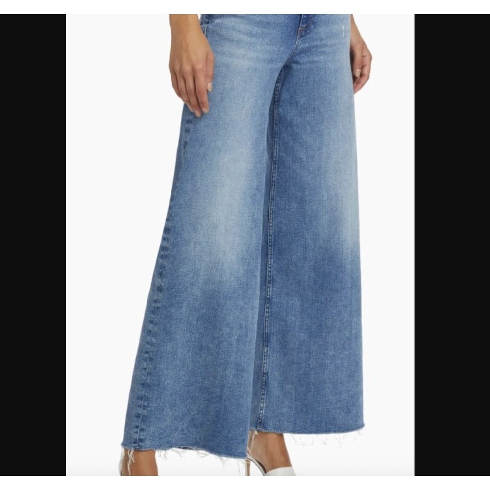 Rag And Bone Sophie High Rise Ankle Ultra Wide Jeans Size 31 Raw Hem Medium Wash